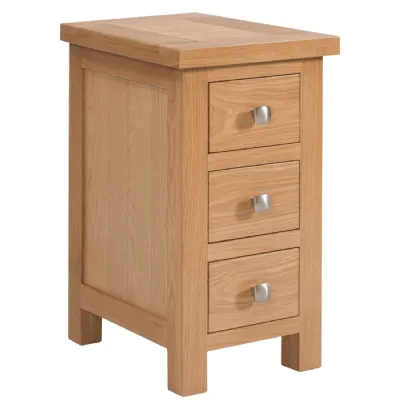 White Oak Lacquered Compact 3 Drawer Bedside Cabinet