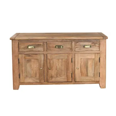 Rustic Smoked Mango Wood 3 Door 3 Drawer Large Sideboard