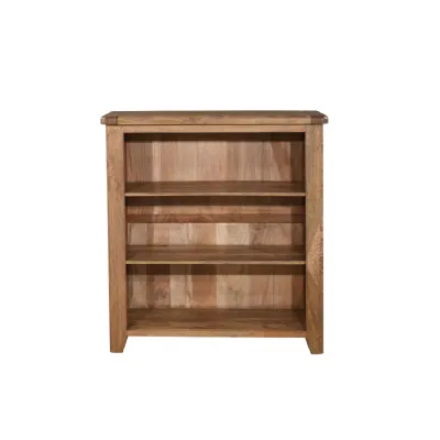 Modern Smoked Mango Wood Small Bookcase with 2 Shelves