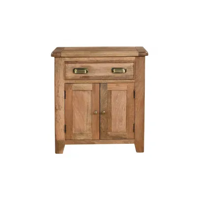 Rustic Smoked Mango Wood Hall Cabinet with 2 Doors and 1 Drawer