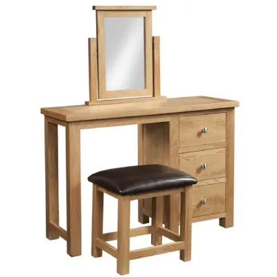 Lacquered Oak Single Pedestal Dressing Table with Stool