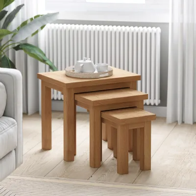 White Oak Lacquered Nest of 2 Side Tables