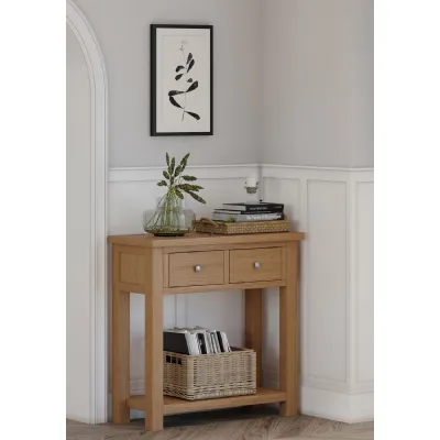 White Oak Lacquered 2 Drawer Console Table