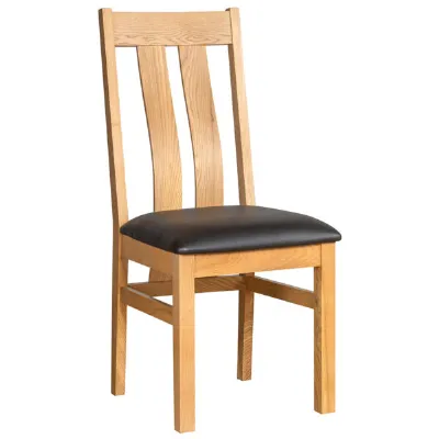 Light Oak Curved Twin Slat back Dining Chair