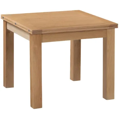 Lacquered White Oak 3 x 3 Flip Top Dining Table