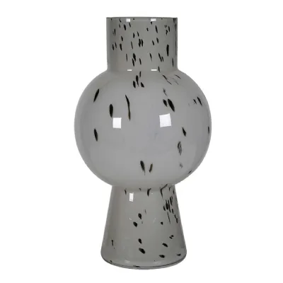 Speckled Grey and Black Glass Vase
