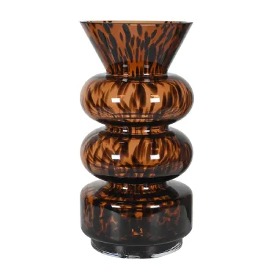 Amber Speckled Leopard Smudge Bubble Vase