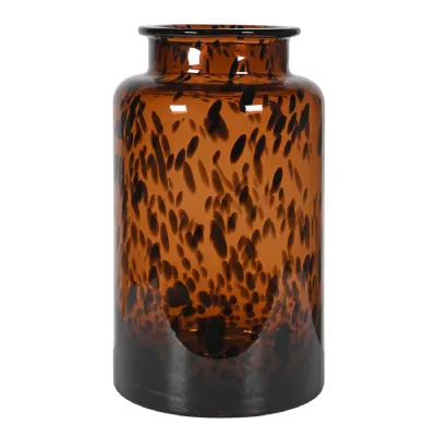 Amber Speckled Leopard Smudge Glass Vase