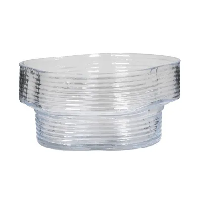 Organic Shaped Ridged Glass Bowl