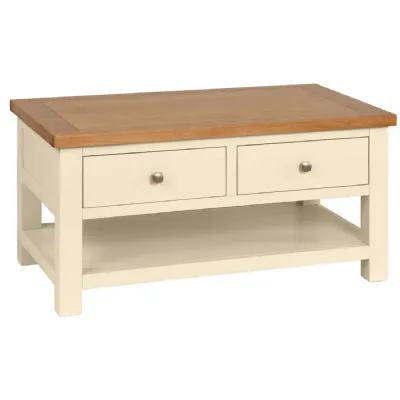 Coffee Table With 2 Drawers (IVORY)