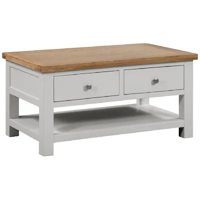 Coffee Table With 2 Drawers (DPT068 MOON GREY)