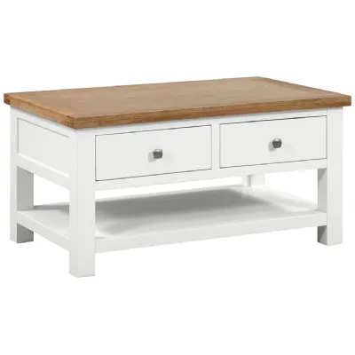 Coffee Table With 2 Drawers (DPT068 WHITE)