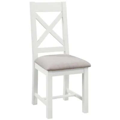 Cross Back Chair With Fabric Seat (DPT150 WHITE)