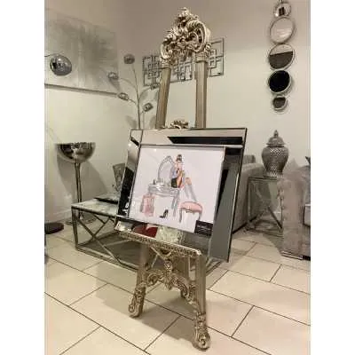 Lady Sitting On Dresser Wall Art Mirror Frame