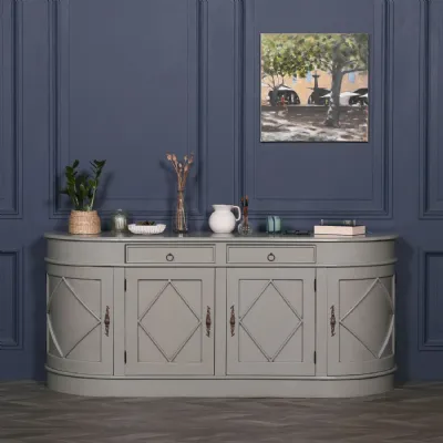 Geometric Grey Extra Large Sideboard with 4 Doors