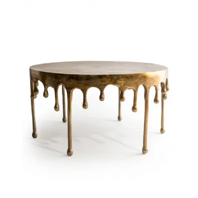 Gold Dali Drip Aluminium Metal 75cm Round Coffee Table