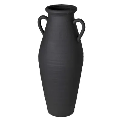 Tall Black Urn Vase with Handles