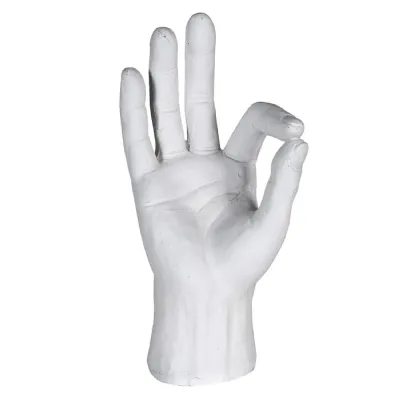 White Resin 'Ok' Hand Ornament