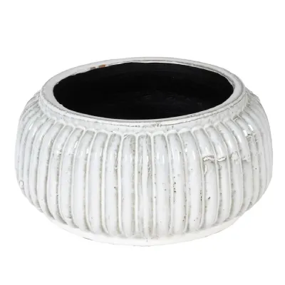 Distressed Cream Ceramic Planter
