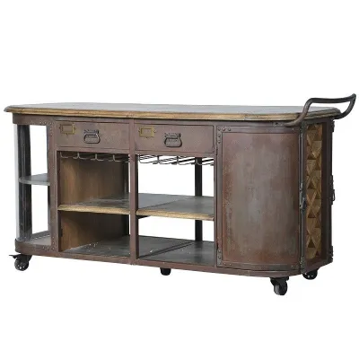 Vintage Retro Metal Drinks Trolley Wine Rack Kitchen Cabinet On Wheels