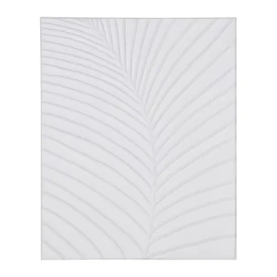 Hand Painted White Fern Canvas