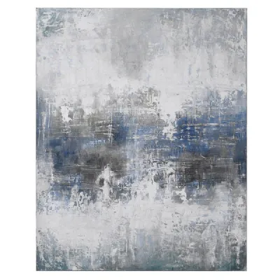 Large Blue Grey Abstract Oil Painting
