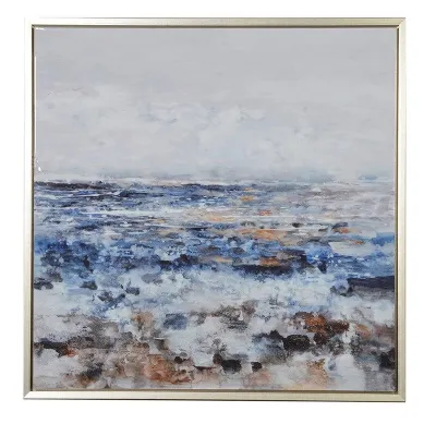 Large Abstract Colourful Picture With Gold Coloured Frame