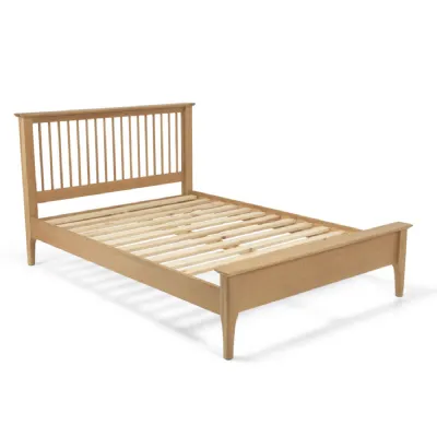 Natural Oak 5ft King Size Bed with Low Footboard and Slatted Headboard