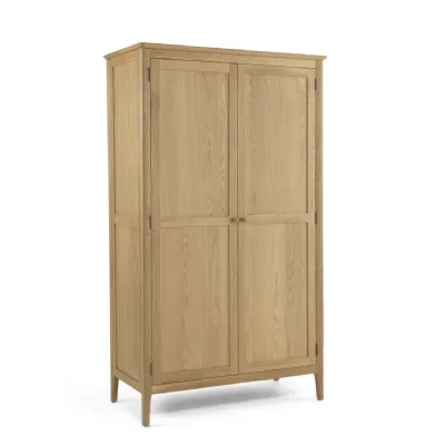 Traditional Solid Oak Full Hanging 2 Door Double Wardrobe with Shaker Design