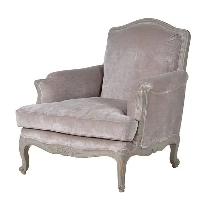 Shabby Chic Carved Painted Frame Luxury Velvet Armchair