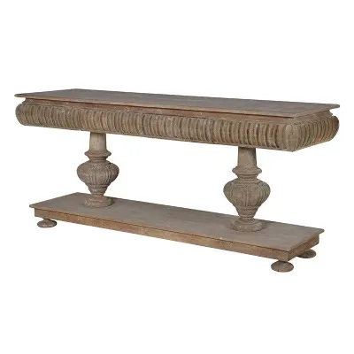 Rectangular Twin Pedestal 2 Drawer Console Table