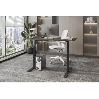 Black Metal Framed Large Single Motor Height Adjustable Desk