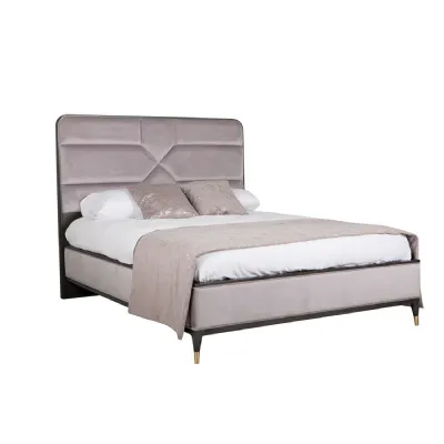 Black Wood and Taupe Upholstered 5ft 150cm King Size Bed