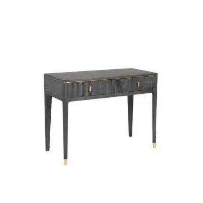 Ebony Wood 2 Drawer Dressing Table Gold Inlay
