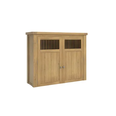 Natural Oak 2 Door Larder Hutch Display Top