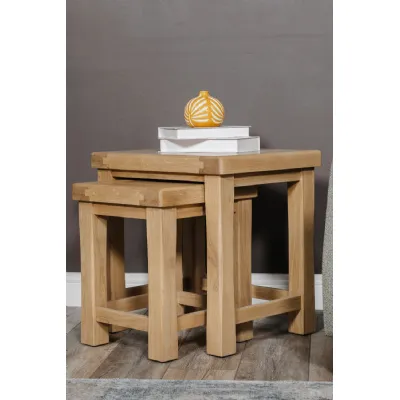 Natural Oak Traditional Nest of Side Tables