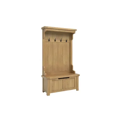 Natural Oak Hall Stand with Storage Base and Hooks