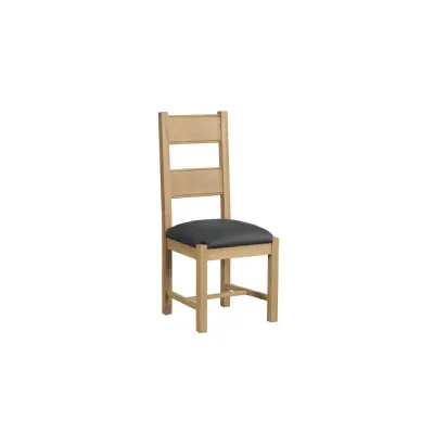 Tall Back Dining Chair Grey Faux Leather Padded Seat