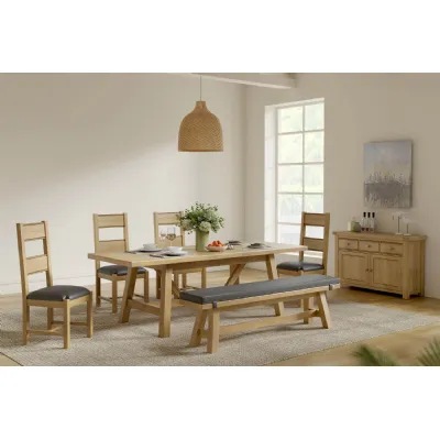 Grey Leather Effect 180cm Large Dining Bench Cushioned Seat