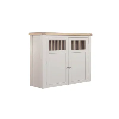Taupe Wooden Larder Hutch Storage Washed Oak Top