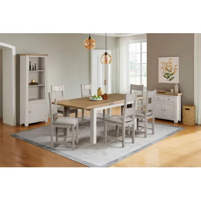 Taupe Wooden Extending Dining Table Oak Top 120 to 165cm