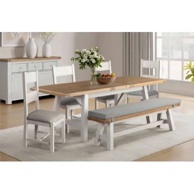 Taupe Wooden Oak Top Refectory Large Extending Dining Table