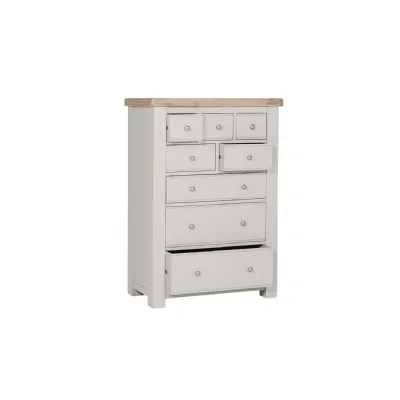 Taupe Pine Tall 3 Over 4 Chest of Drawers Oak Top