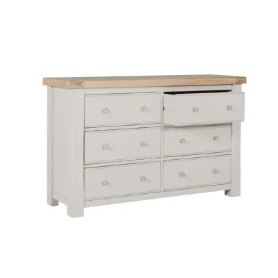 Taupe Dressing Chest of 6 Drawers Oak Top