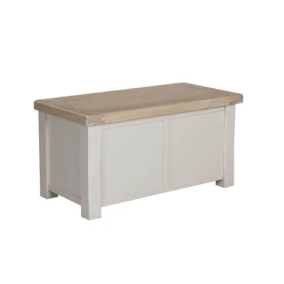 Taupe Wooden Blanket Box with Oak Top