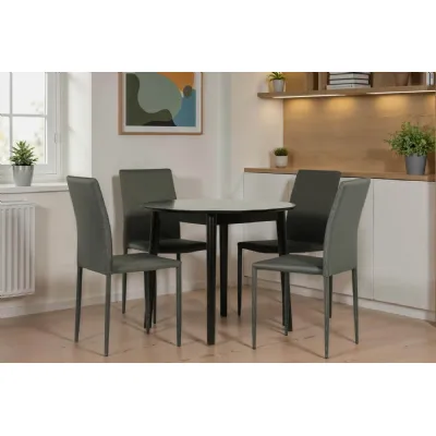 Black Wooden Small Round Dining Table 90cm