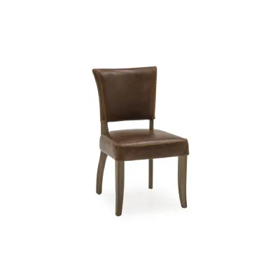 Oak Tan Brown Leather Bistro Dining Chairs