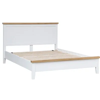 White Wood 5ft King Size Bed with Oak Tops