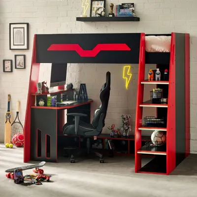 Eagle Single 90cm Gaming Highsleeper Black and Red