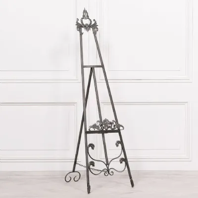 French Style Silver Metal Easel with Adjustable Shelf 165cm